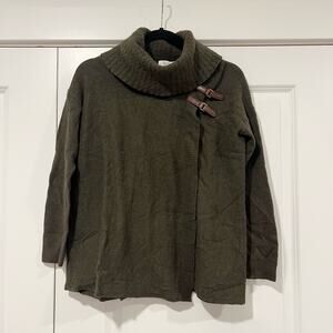 Ellen Tracy Women's 100% Extra Fine Merino Wool Sweater Leather Detail‎ M